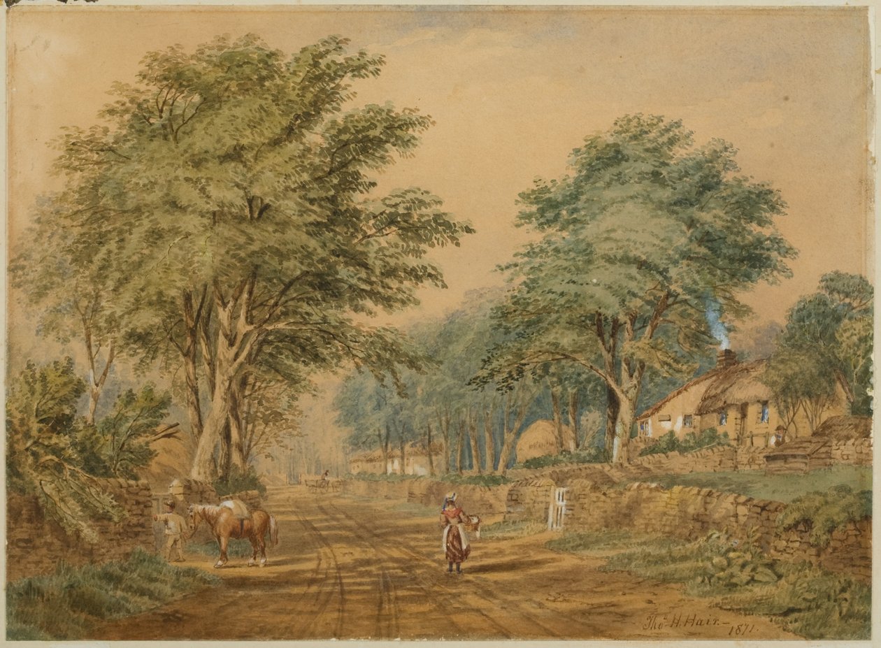 Etal, Northumberland (kroppsfärg och akvarell på papper) av Thomas H. Hair