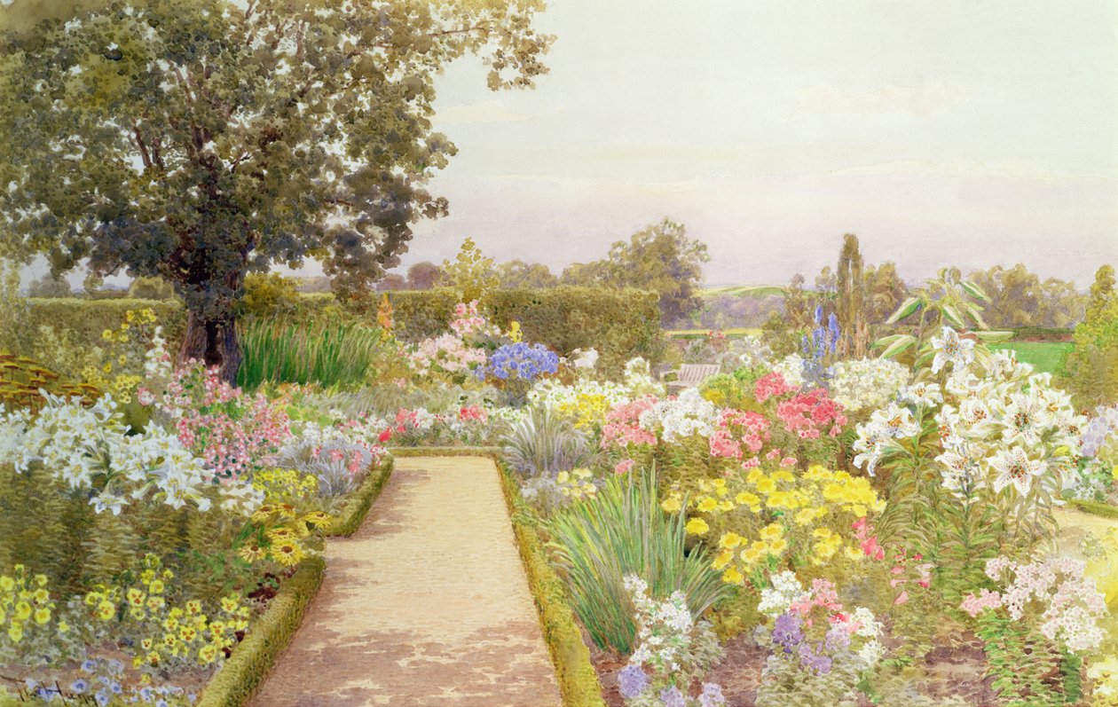 Lily Border vid Great Tangley Manor, Surrey av Thomas H. Hunn
