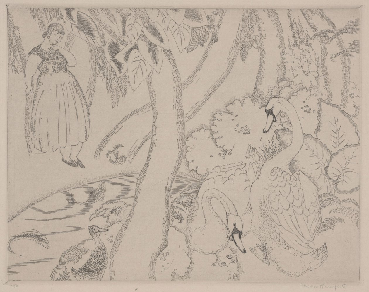 Leda, ca 1928 (etsning) av Thomas Handforth