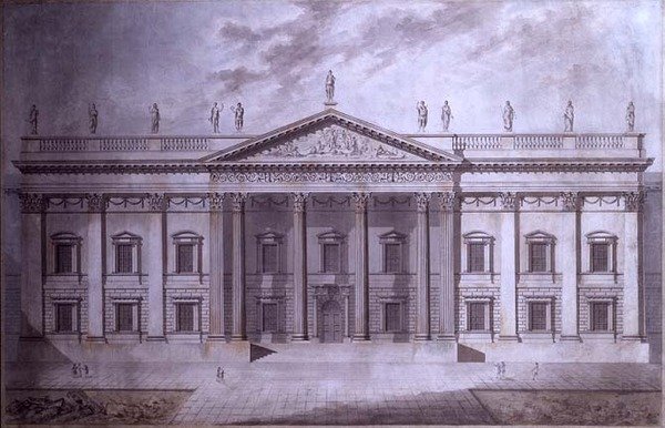 Project for a Senate House, London (penna & bläck och akvarell på papper) av Thomas Hardwick
