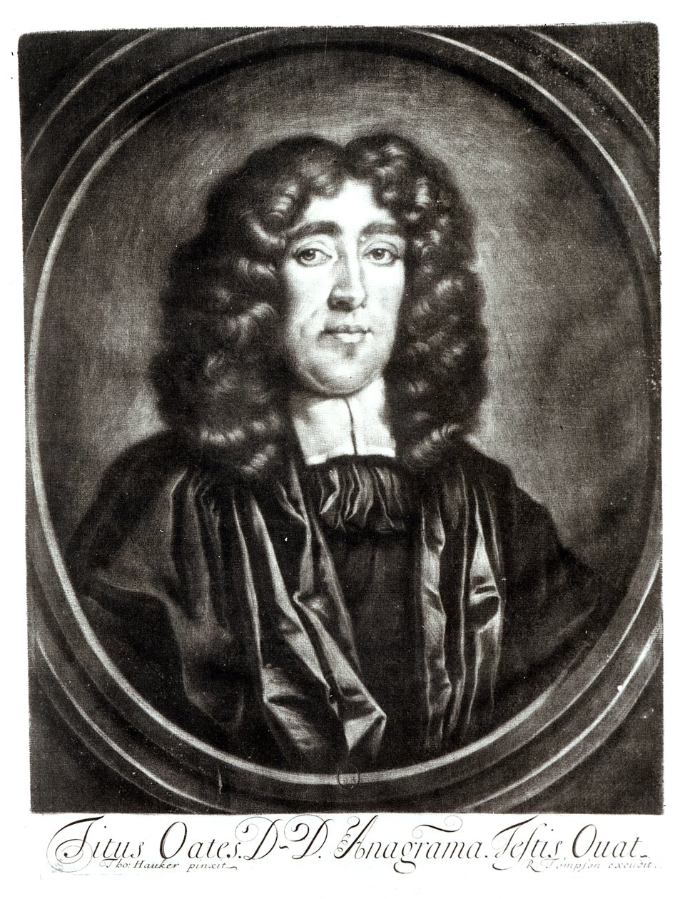 Porträtt av Titus Oates (1649-1705) graverad av R. Thompson av Thomas Hawker