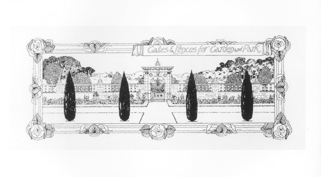 Grindar och staket för trädgårdar och parker, från "The Art and Craft of Garden Making", publicerad 1900. av Thomas Hayton Mawson