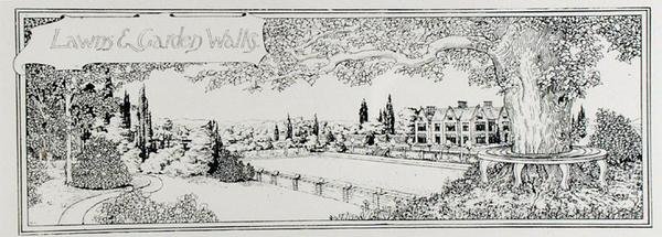 Lawns and Garden Walks, från Thomas Mawsons "The Art and Craft of Garden Making", publicerad 1900 (gravyr) (s/v foto) av Thomas Hayton Mawson