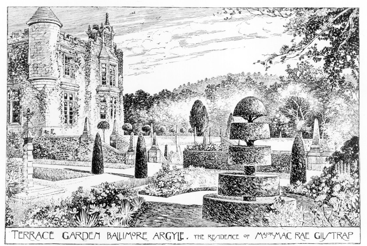 Terrace Garden Ballimore, Argyle, från Thomas Mawsons "The Art and Craft of Garden Making", publicerad 1900 (se även 171947) av Thomas Hayton Mawson