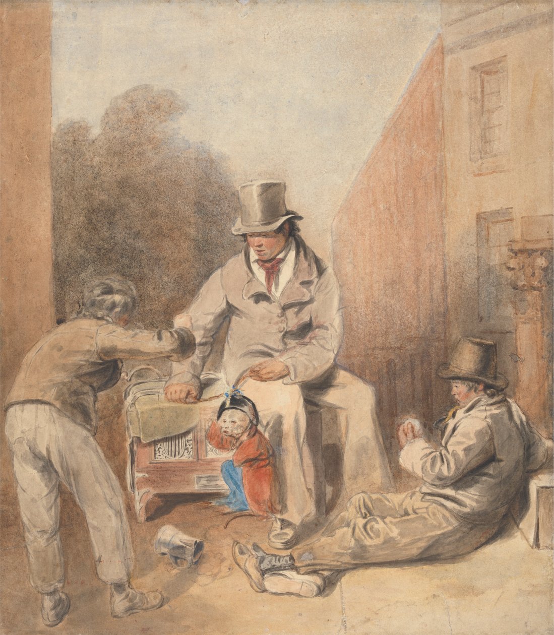 Man och barn med en gatuorgan och en apa av Thomas Heaphy