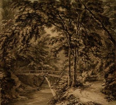 Downton, Herefordshire (penna och bläck med grå tvätt) av Thomas Hearne