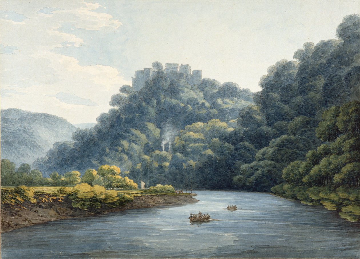 Goodrich Castle on the Wye (wc, pen och bläck, krita och blyertspenna på papper) av Thomas Hearne