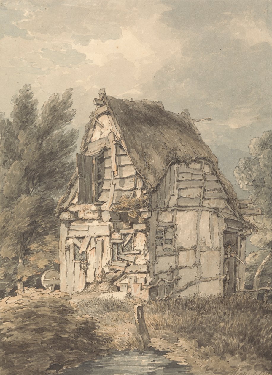 Korsvirkes och halmtak Shack av Thomas Hearne