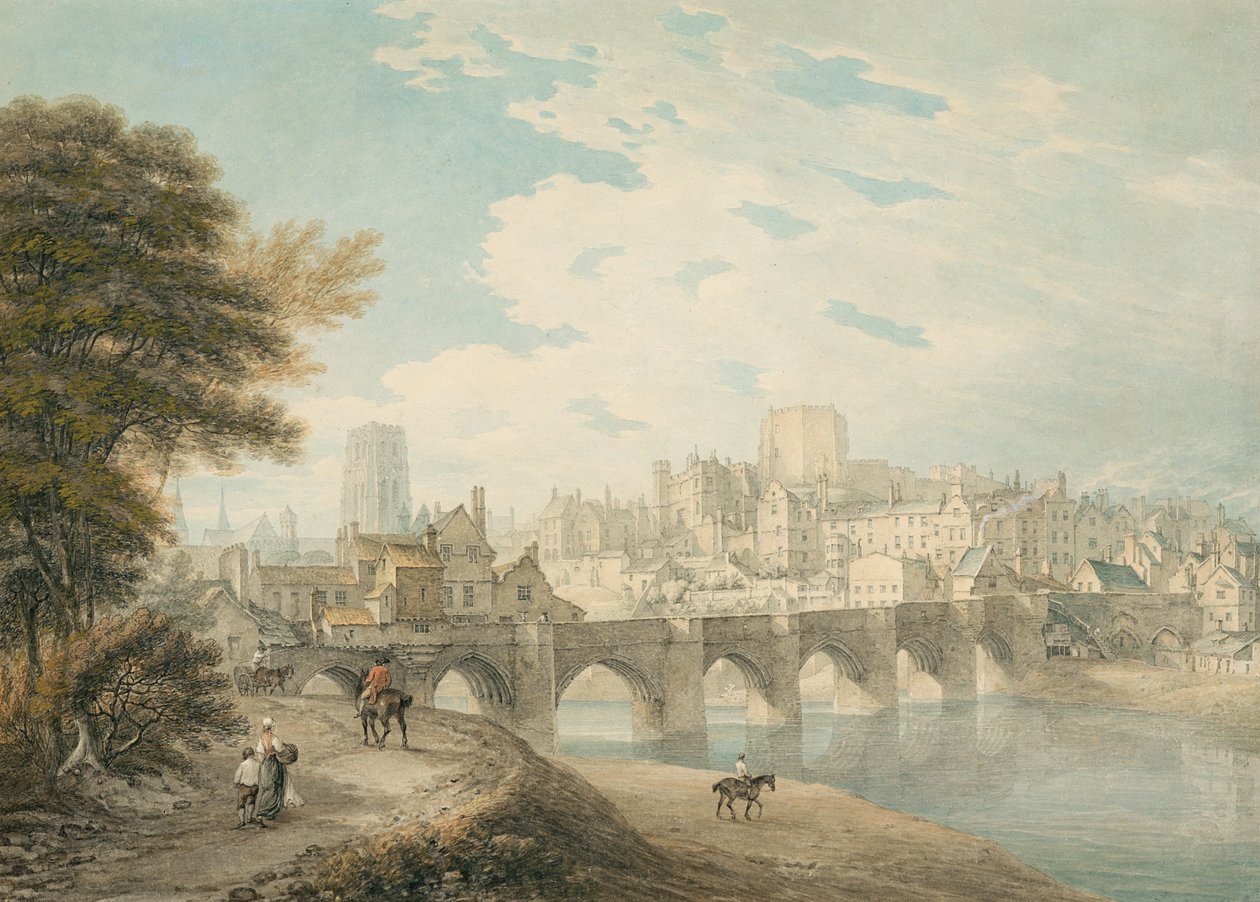 North-East View of Durham, ca 1783 (penna, akvarell och gouache på papper) av Thomas Hearne