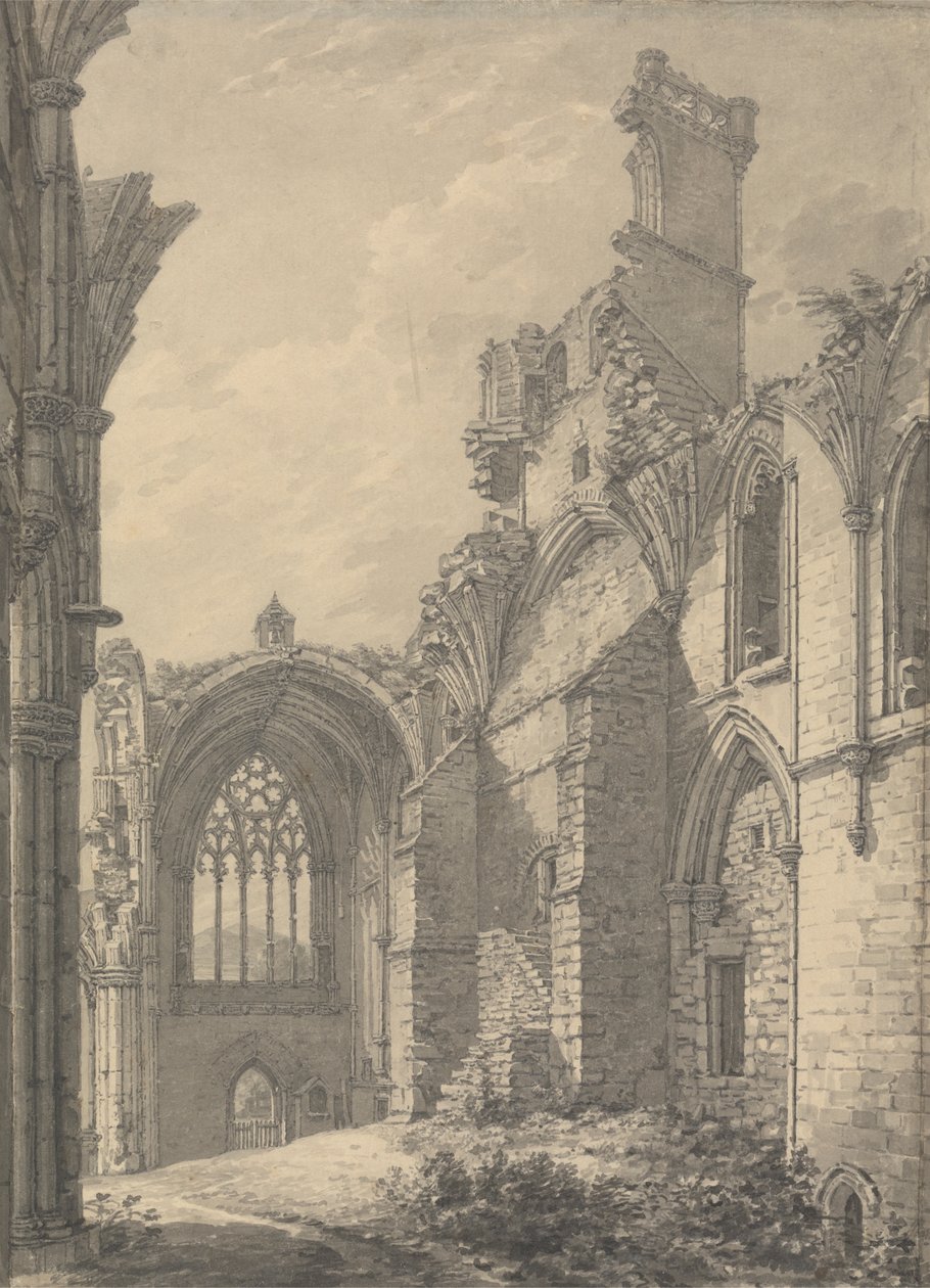 Transept of Melrose Abbey, 1778 nära Old Melrose on the River Tweed, Roxburgh av Thomas Hearne