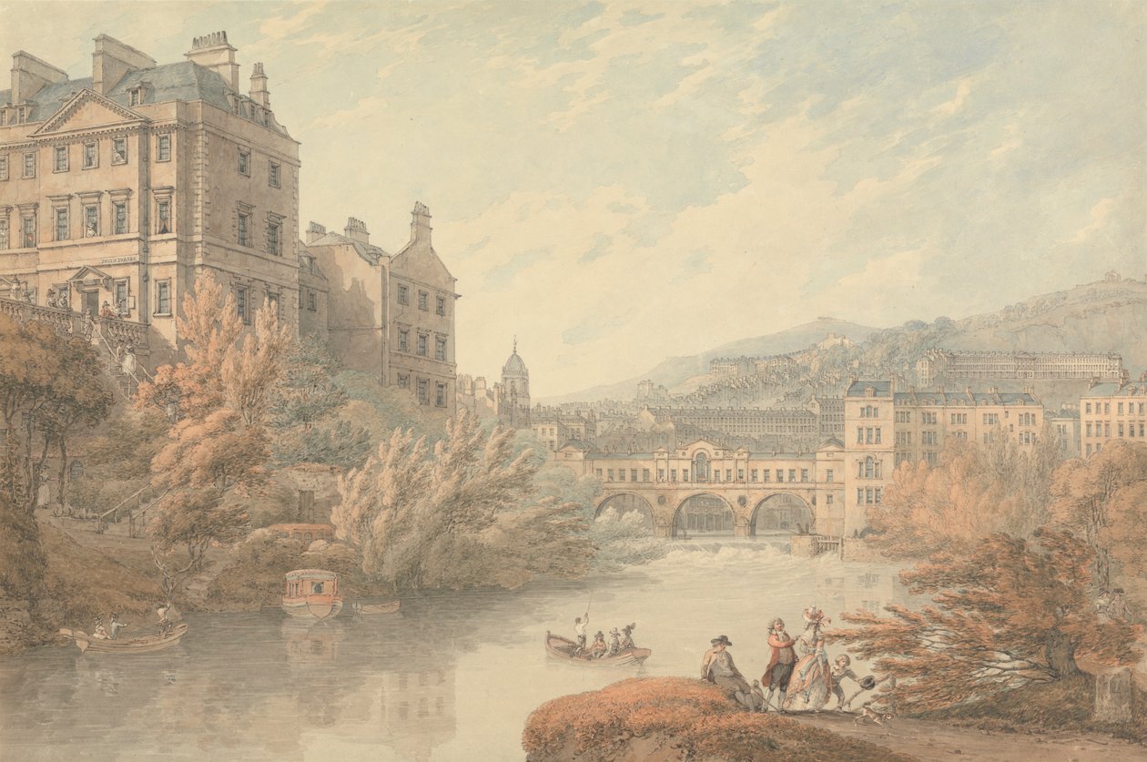 Utsikt över Bath från Spring Gardens av Thomas Hearne