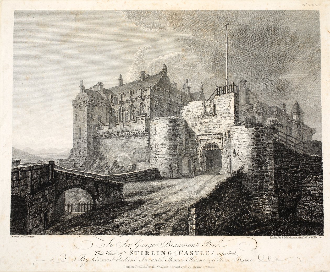 Vy över Stirling Castle, eng. William Byrne, pub. 1781 av Thomas Hearne