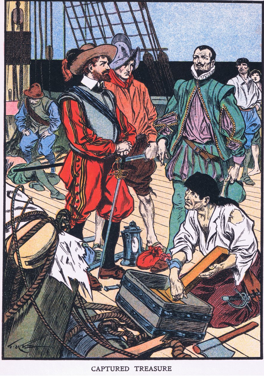 Tillfångatagen skatt (färglitografi) av Thomas Heath Robinson