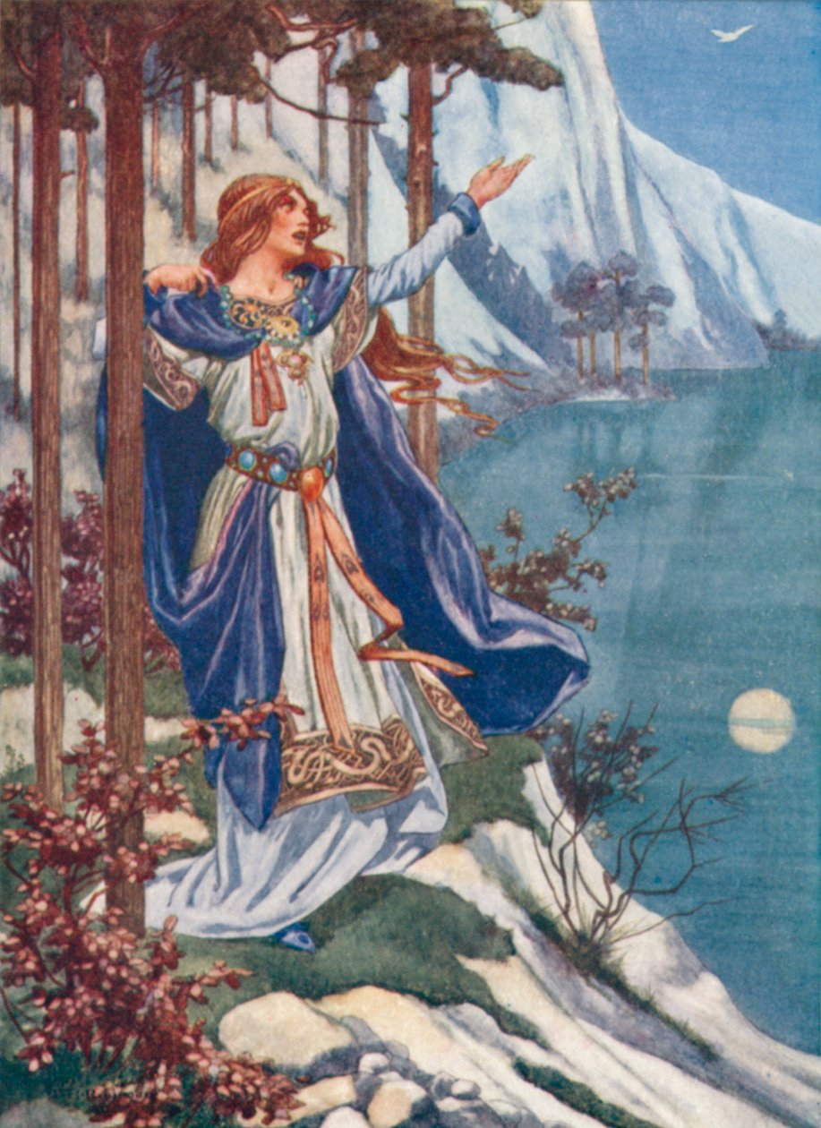 Edvard Grieg: En svan (färglitografi) av Thomas Heath Robinson