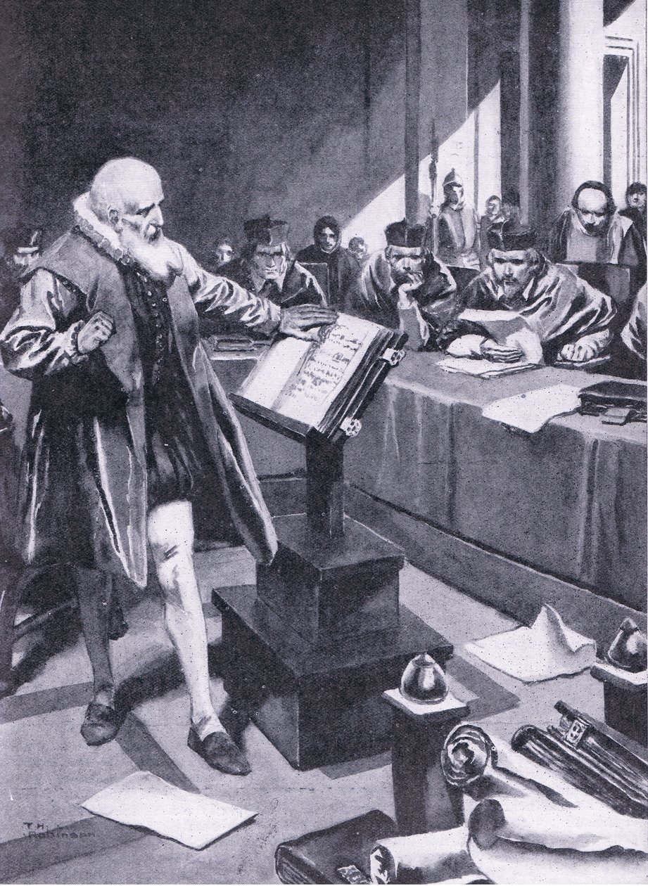 Galileo framträder inför kardinalerna i Rom, illustration från "Cassell