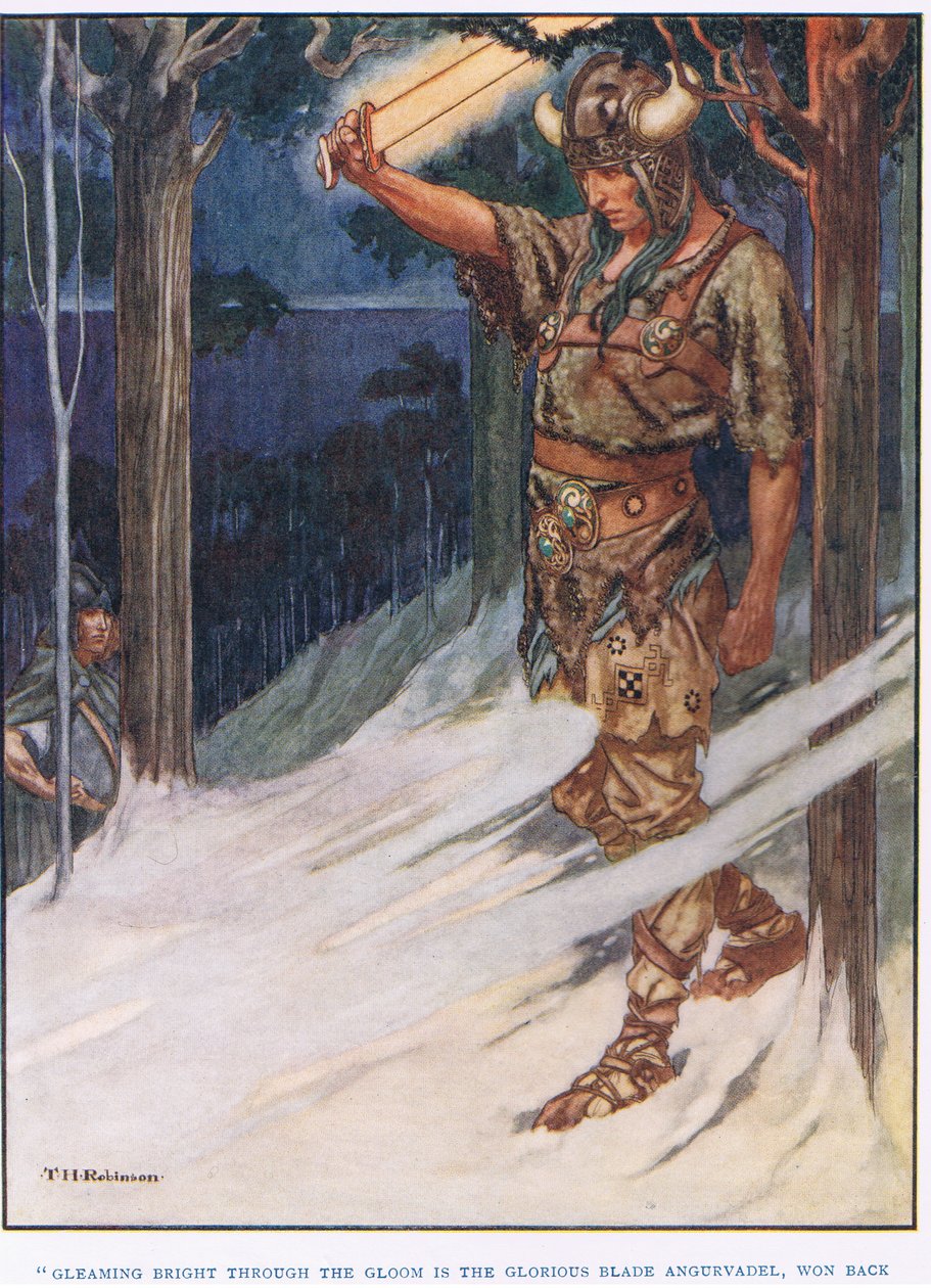 Skimrande vitt genom mörkret (litografi) av Thomas Heath Robinson