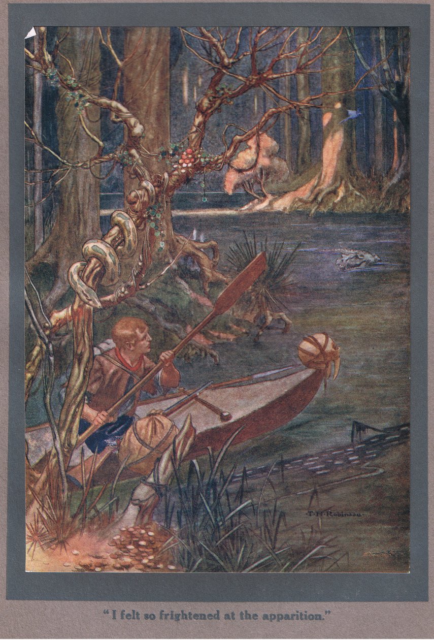 Jag kände mig så rädd vid uppenbarelsen (färglitografi) av Thomas Heath Robinson