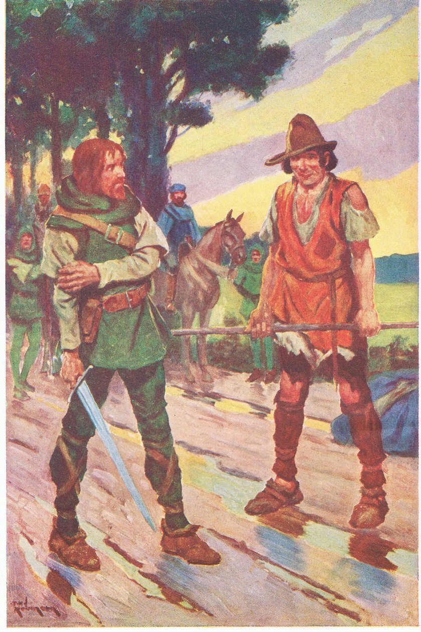 "Inte jag", svarade tiggaren. "Det var inte jag som valde att slåss". (färglitografi) av Thomas Heath Robinson