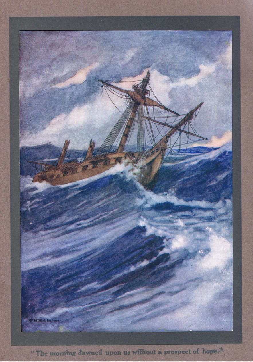 Morgonen grydde utan att vi kunde ana något hopp (färglitografi) av Thomas Heath Robinson