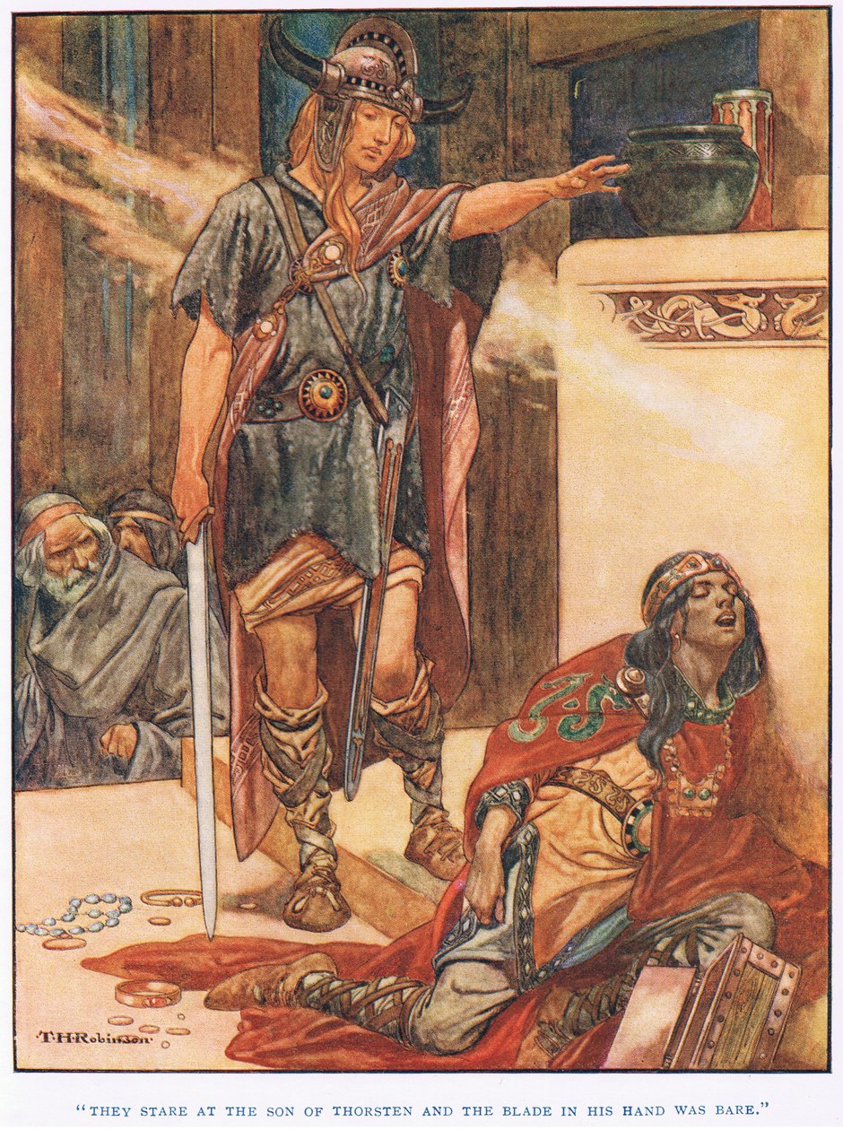 De stirrar på Thorstens son (litografi) av Thomas Heath Robinson