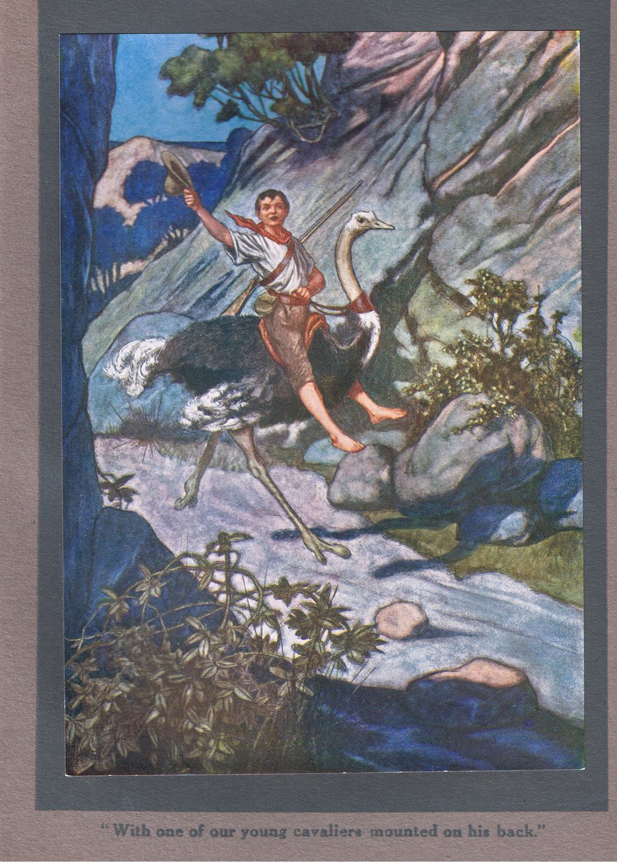Med en av våra unga kavaljerer på ryggen (färglitografi) av Thomas Heath Robinson