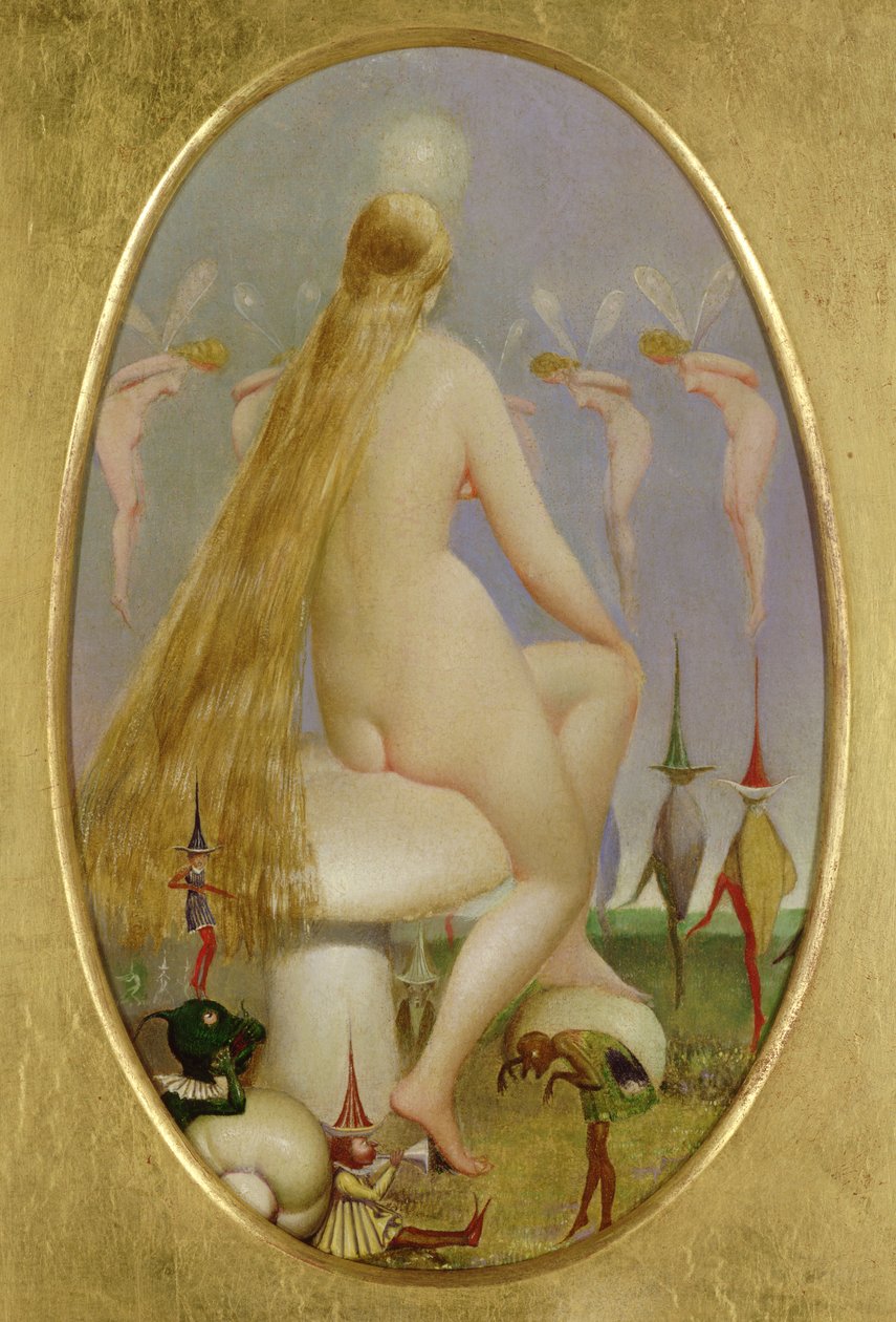 Fe sittande på en svamp, ca 1860 av Thomas Heatherley