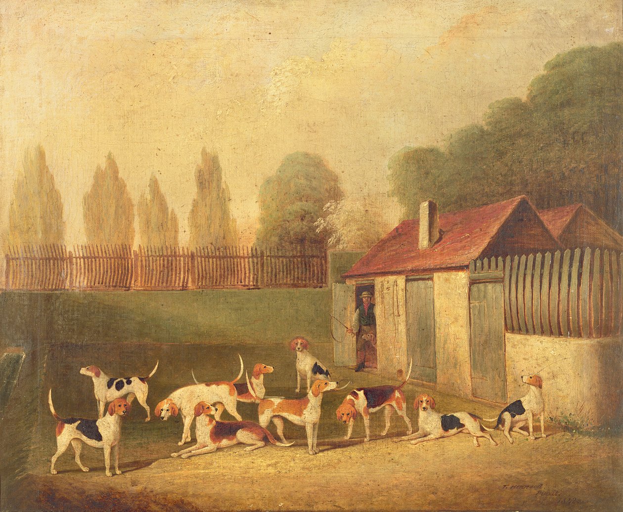 Rävhundar på en Kennelyard av Thomas Henwood
