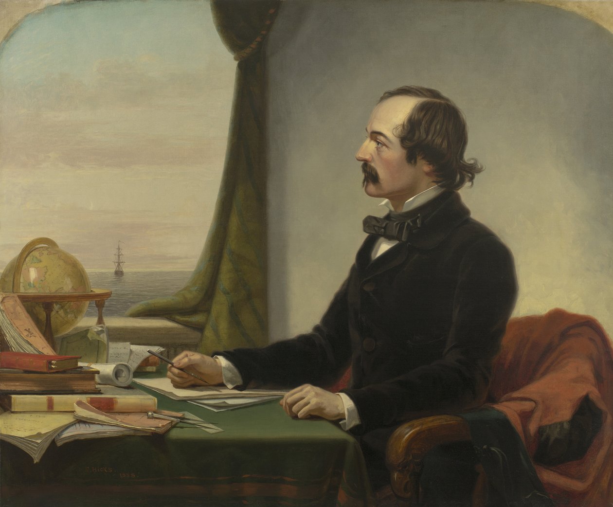 Porträtt av Elisha Kent Kane (1820-57) (olja på linne) av Thomas Hicks