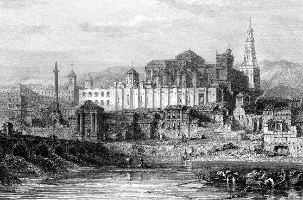 Stor moské och inkvisitionens fängelsehåla, Cordoba, Spanien, 1800-talet. av Thomas Higham