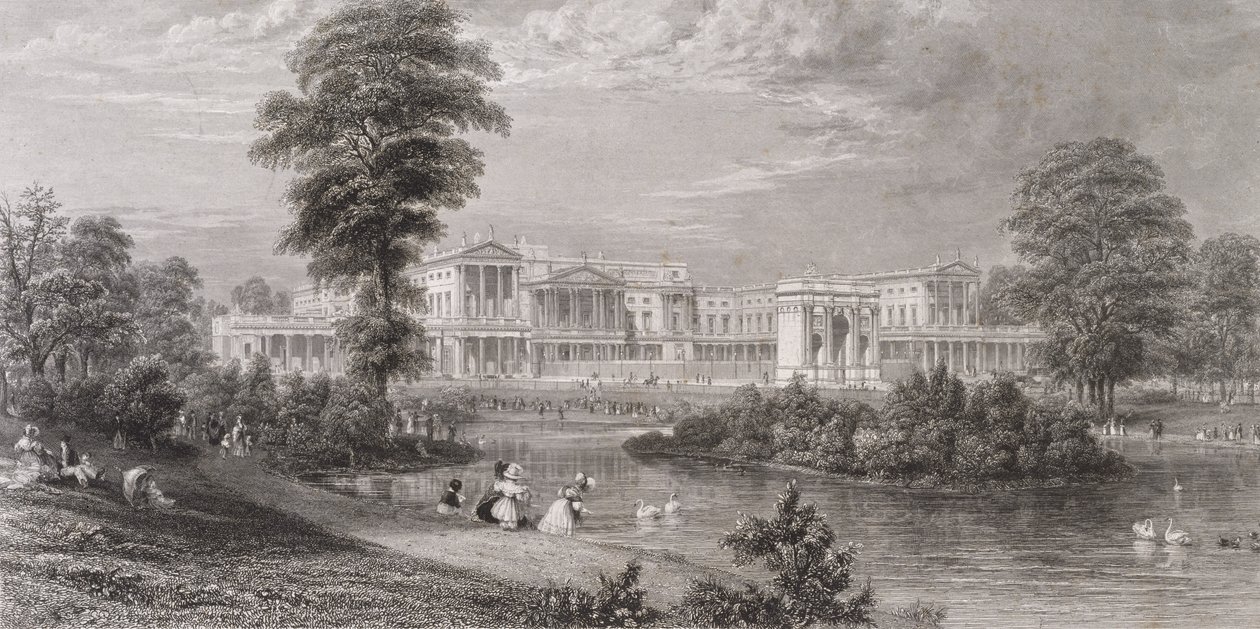 Utsikt över Buckingham Palace och Marble Arch, från St. James