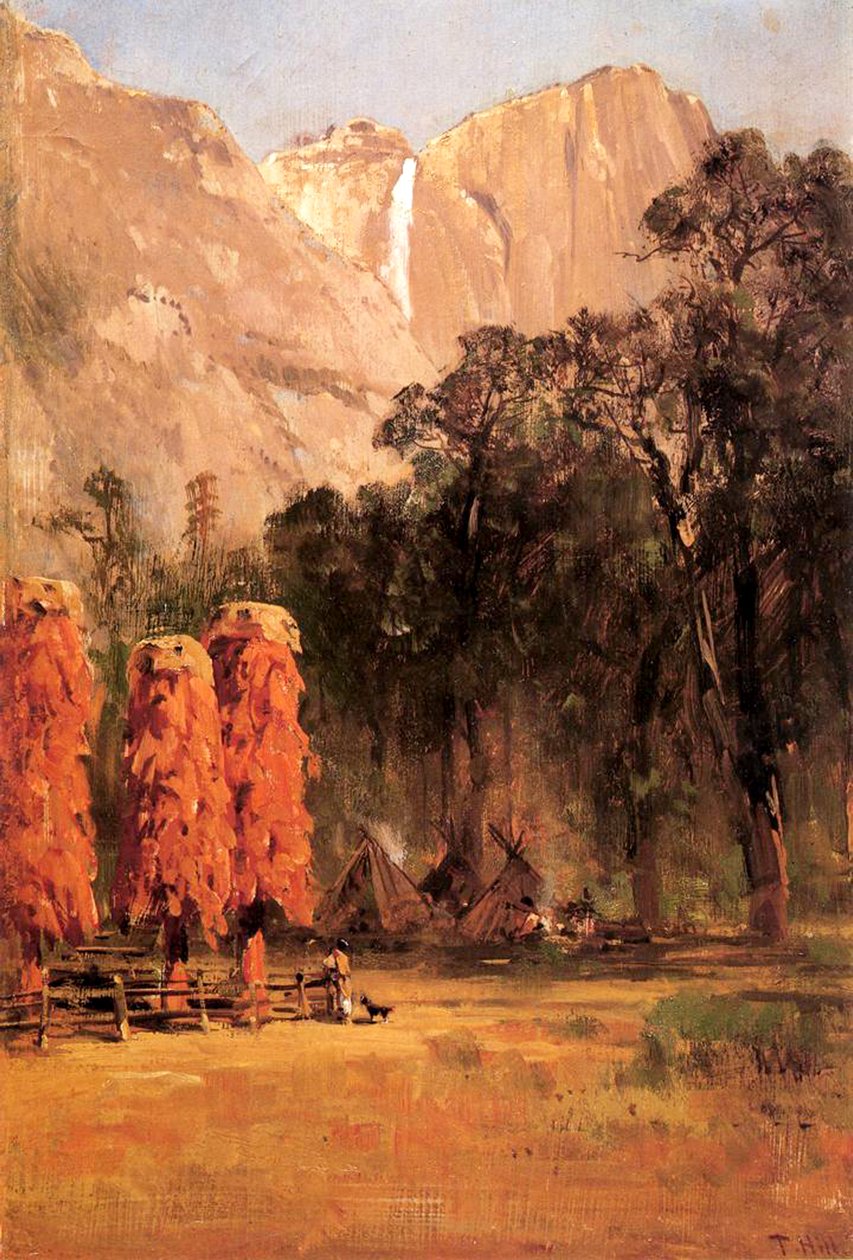 Acorn Granaries of the Paiute Indians, c.1873 (olja på papper ombord) av Thomas Hill