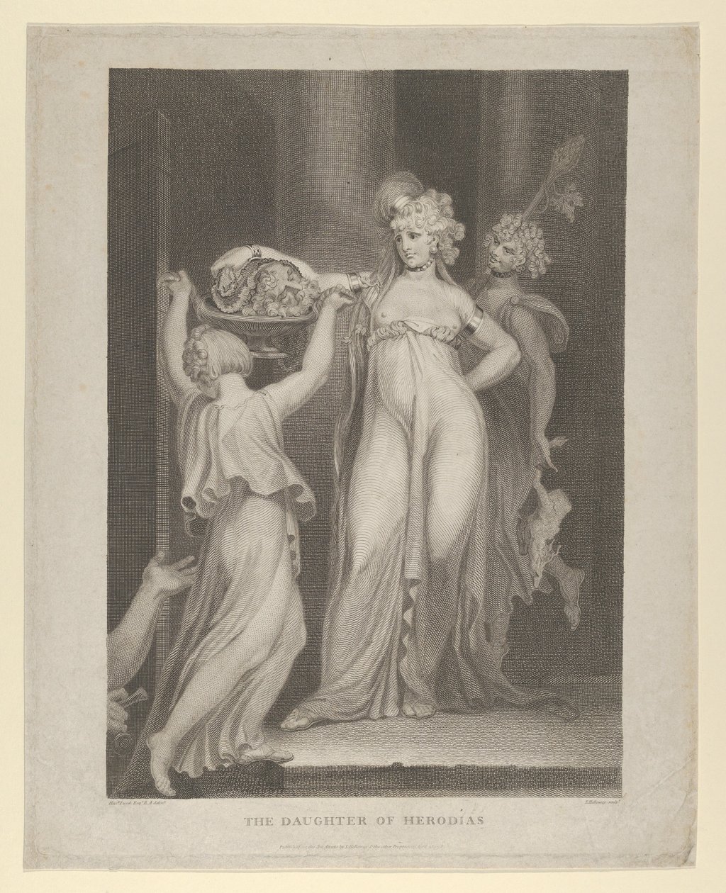 Herodias Salomes dotter tar emot Johannes Döparens huvud, Matteus 14:10-11..., 1798. av Thomas Holloway