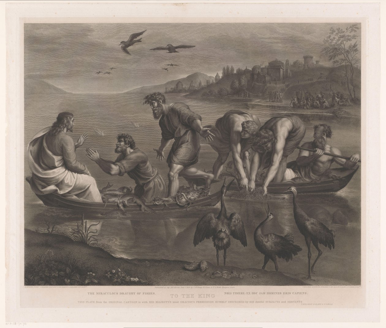 Mirakulös fångst The Miraculous draft of fishes / Noli timere: ex hoc jam homines eris capiens (titel på objekt) Tryck efter Raphael (serietitel) The Raphael Cartoons (serietitel) av Thomas Holloway