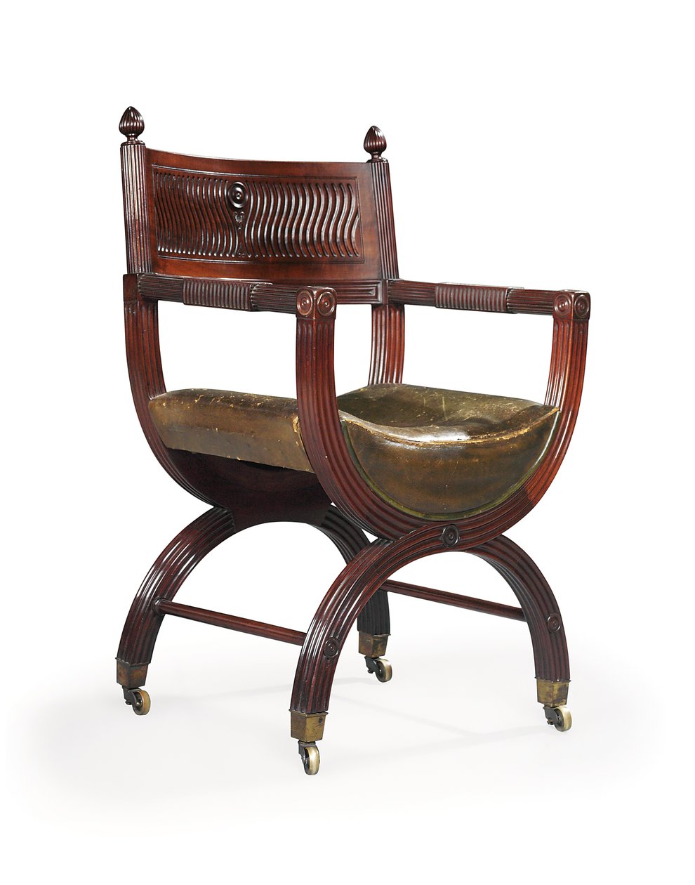 Sen viktoriansk mahogny X-Frame fåtölj, tillskriven Marsh, Jones & Cribb, efter design av Thomas Hope, ca 1880 (mahogny) av Thomas Hope