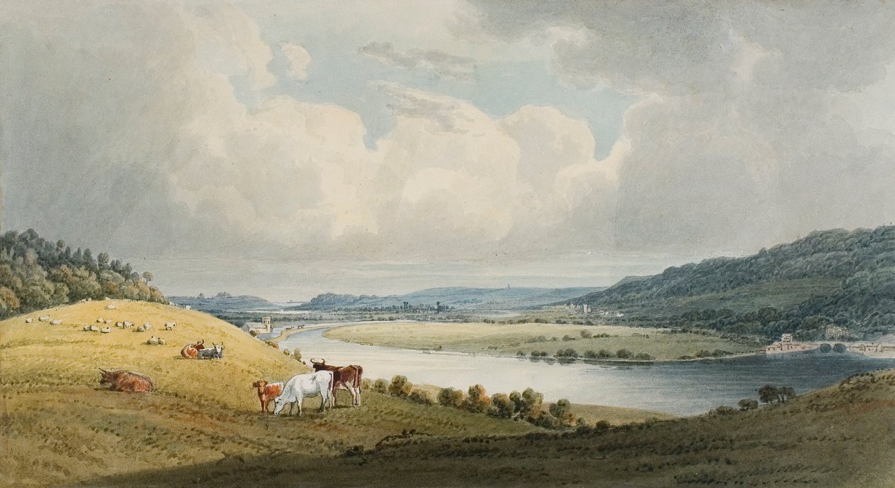 Llantwit, Cadoxton och Neath från norr (akvarell och blyerts på papper) av Thomas Hornor
