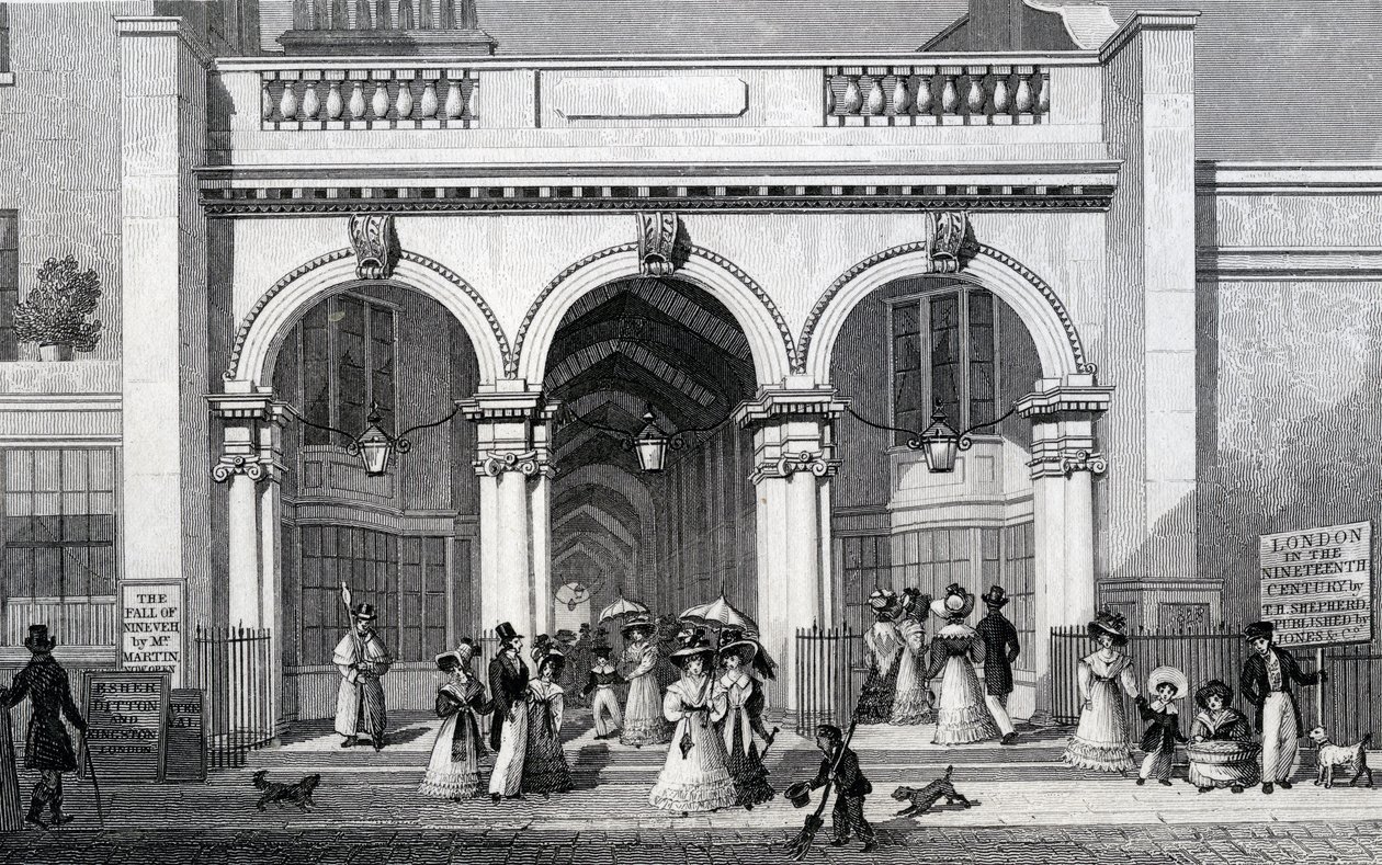 Burlington Arcade, Picadilly, graverad av William Tombleson, 1828 av Thomas Hosmer Shepherd