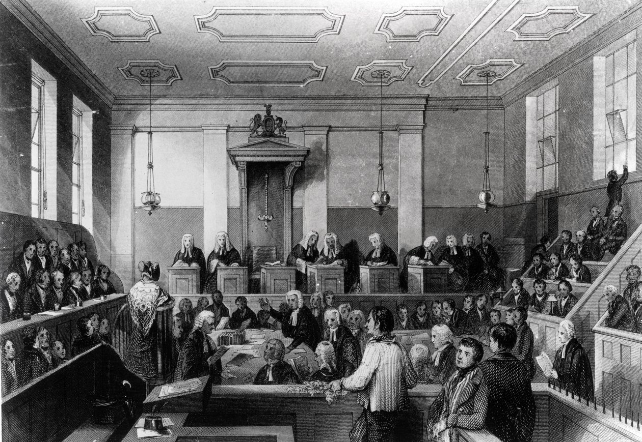 Central Criminal Court, The Old Bailey, graverad av H. Melville av Thomas Hosmer Shepherd