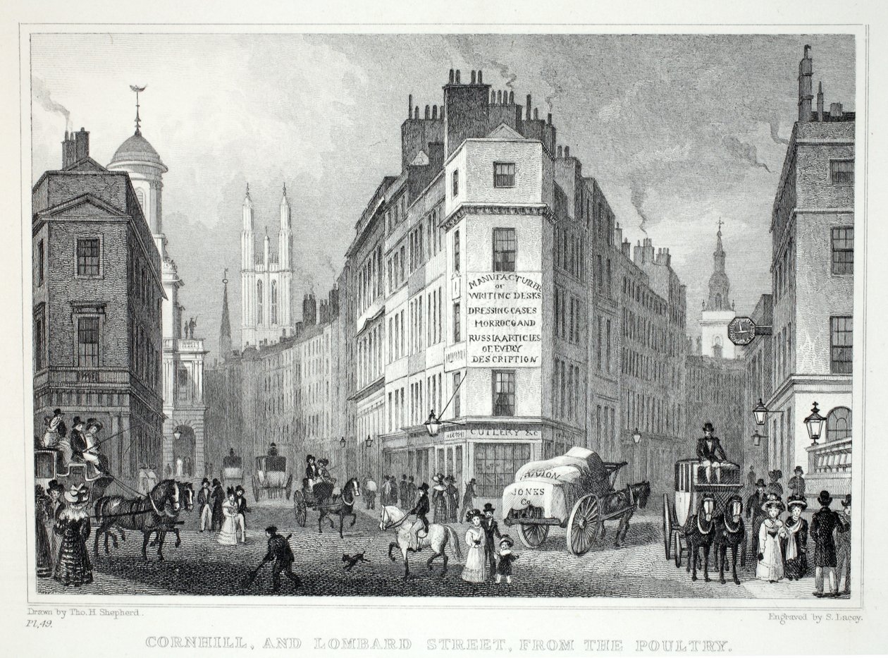 Cornill och Lombard Steet, från Poultry, från "London and it