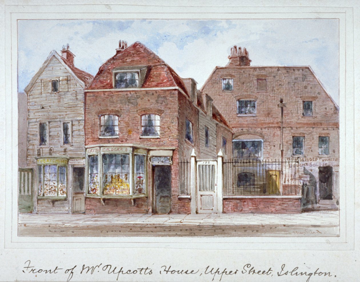 Framifrån av Mr Upcotts hus, Upper Street, Islington, London, c1835. av Thomas Hosmer Shepherd