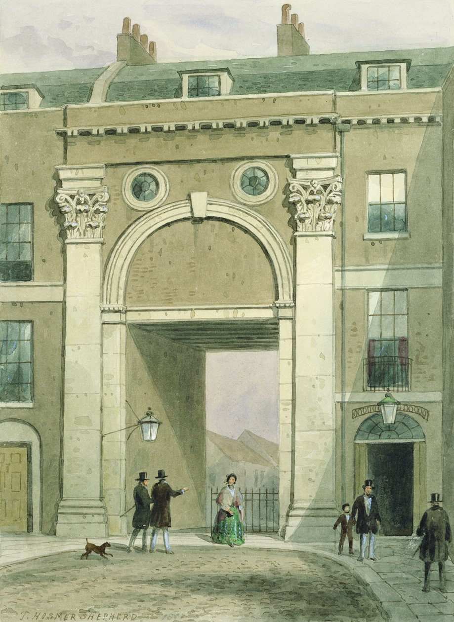 Porten till floden, Essex Street, 1857 av Thomas Hosmer Shepherd