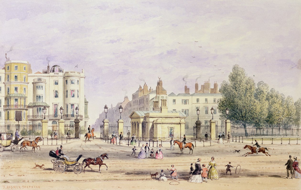 Grosvenor Gate och den nya logen, 1851 av Thomas Hosmer Shepherd