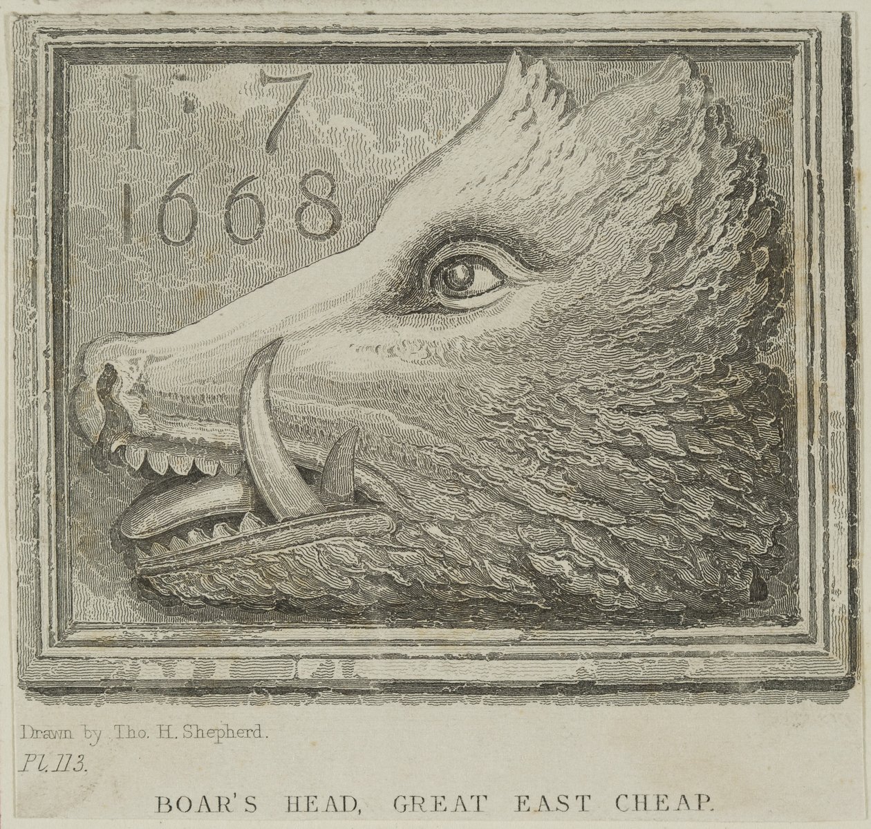 Värdshusskylt från Boars Head Tavern i Eastcheap, c.1850 av Thomas Hosmer Shepherd