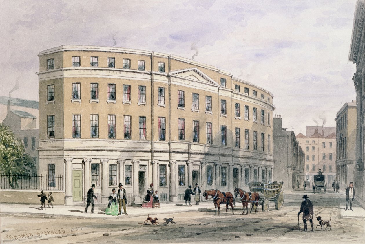 Nya hus vid ingången till Gresham St, 1851 av Thomas Hosmer Shepherd