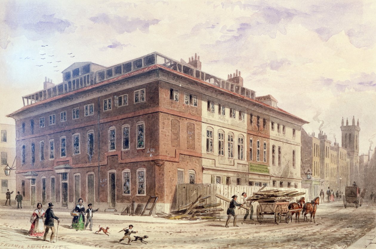 Gammalt hus på New Street Square, South East Front av Thomas Hosmer Shepherd