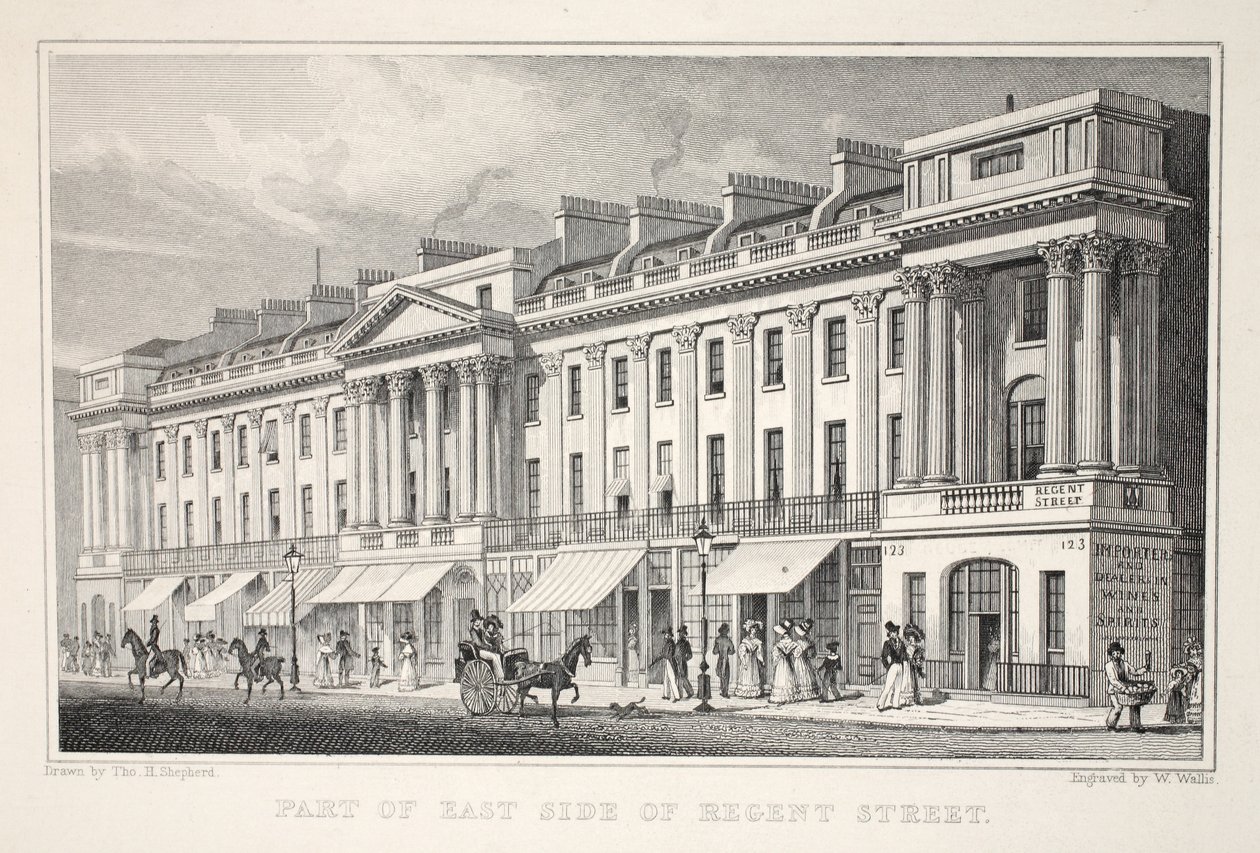 En del av Regent Streets östra sida, från puben "London and it
