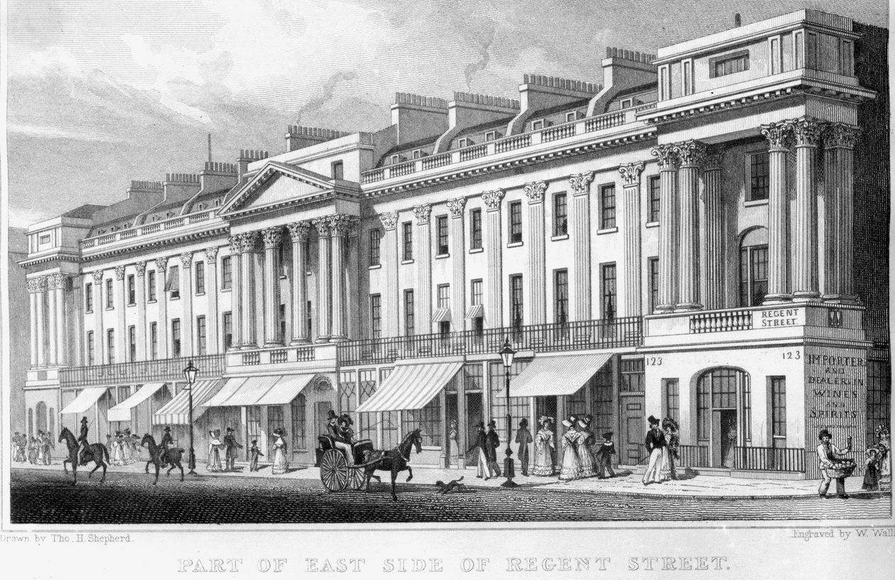 Del av den östra sidan av Regent Street, London av Thomas Hosmer Shepherd