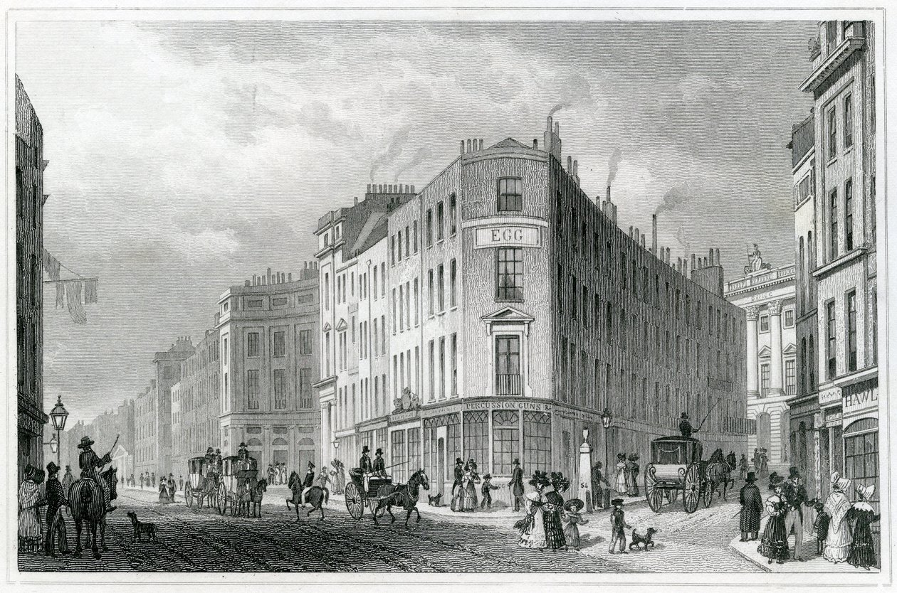 Piccadilly, från Coventry Street, 1830 av Thomas Hosmer Shepherd