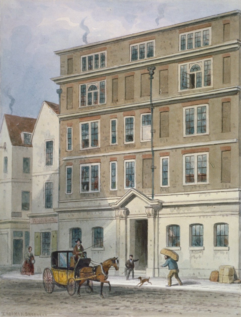 Titus Oates bostad, Oat Lane, City of London, 1848 av Thomas Hosmer Shepherd