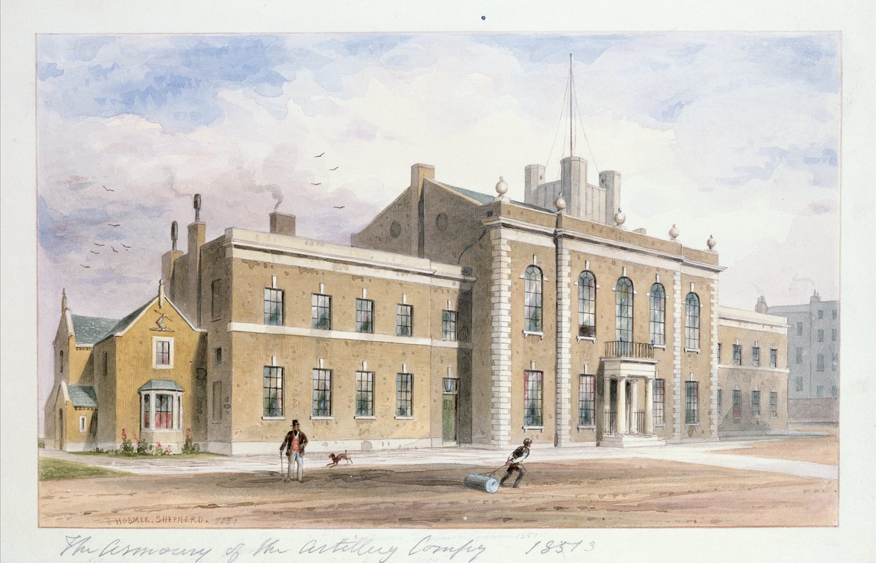Royal Artillery House, Finsbury Square, 1851 (wc på papper) av Thomas Hosmer Shepherd