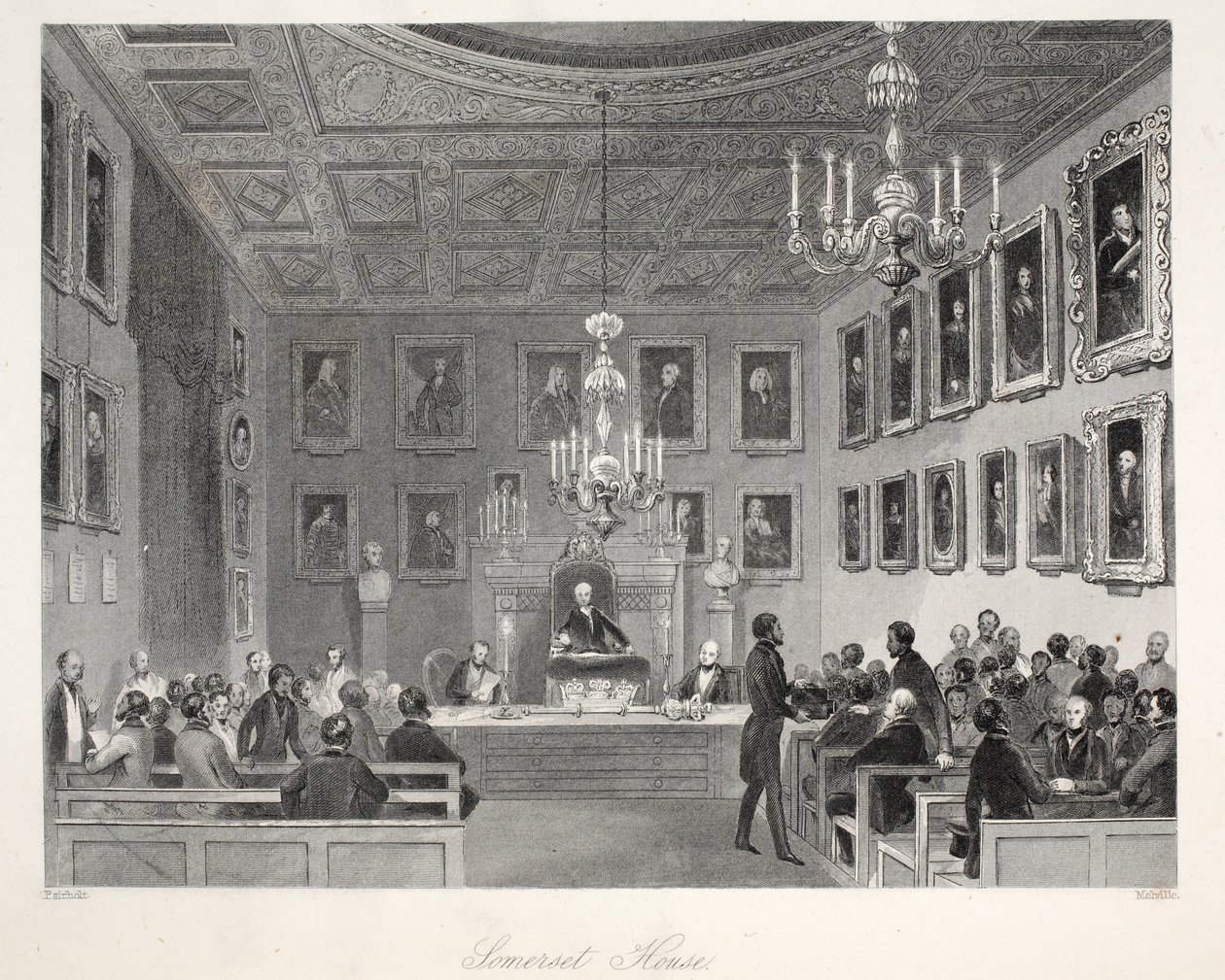 Somerset House, från "London Interiors with their Costumes and Ceremonies" pub. Joseph Mead, London, ca 1843 (stålgravyr). av Thomas Hosmer Shepherd